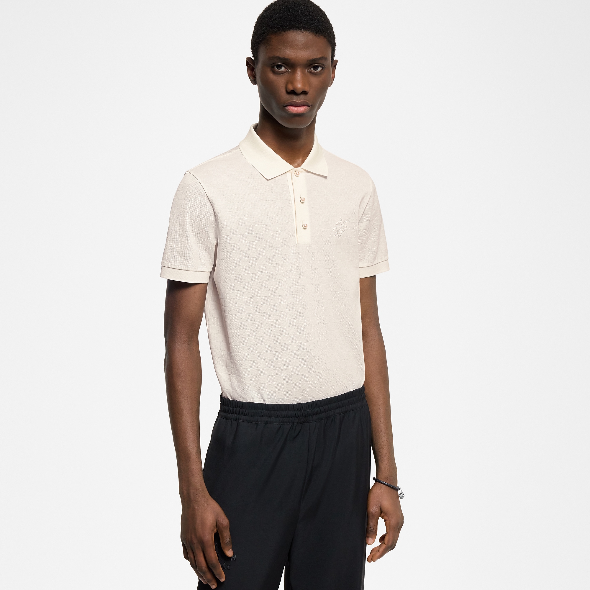 トップス Louis Vuitton knit polo shirt LOUIS VUITTON || Slim Fit Textured-Knit Polo T-Shirt For